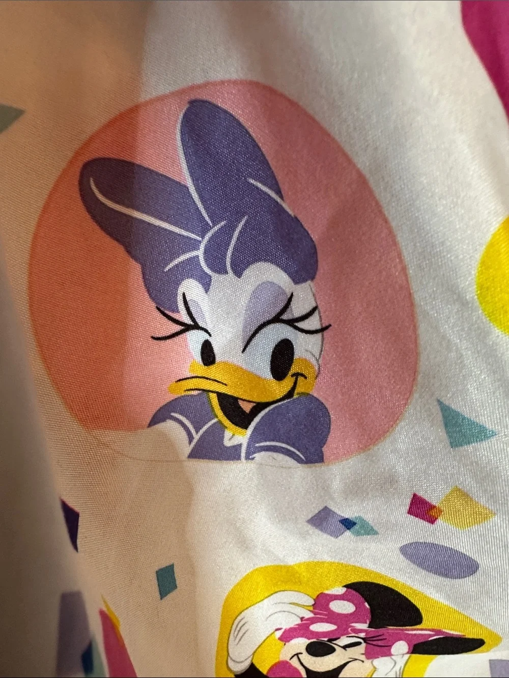 Disney Minnie & Friends Printed White Sheet with Pink, Purple & Yellow Accents